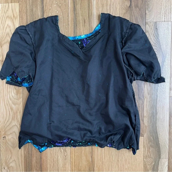 Vintage 80s Laurence Kazar hand-beaded sequin top, size petite Large; 100% silk - Picture 9 of 11